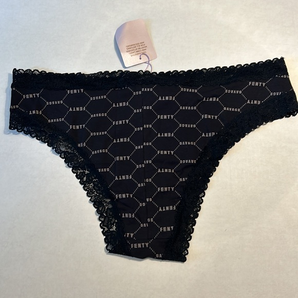 SavageXFenty 3X Panties Cotton Essentials Lace-Trim Cheeky black caviar NWT - Picture 5 of 8